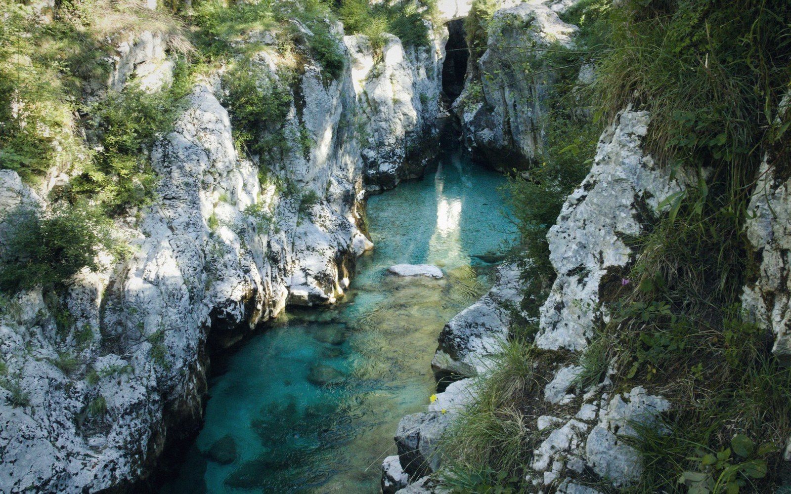 The Neretva river running through a deep limestone gorge
